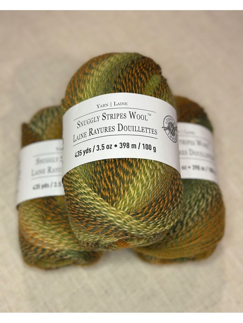3 Skeins Discontinued Loops & Threads Snuggly Stripes Wool Yarn Golden Rod 3.5oz